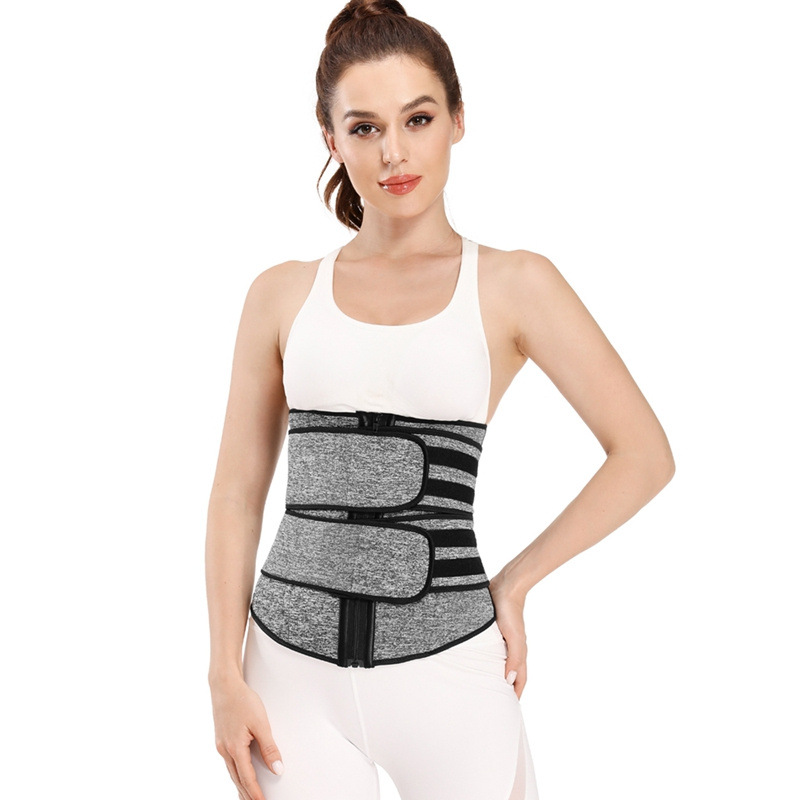 Cinturón doble con cremallera, soporte de 9 huesos de acero, neopreno, entrenador de cintura de fitness, fajas de alta calidad