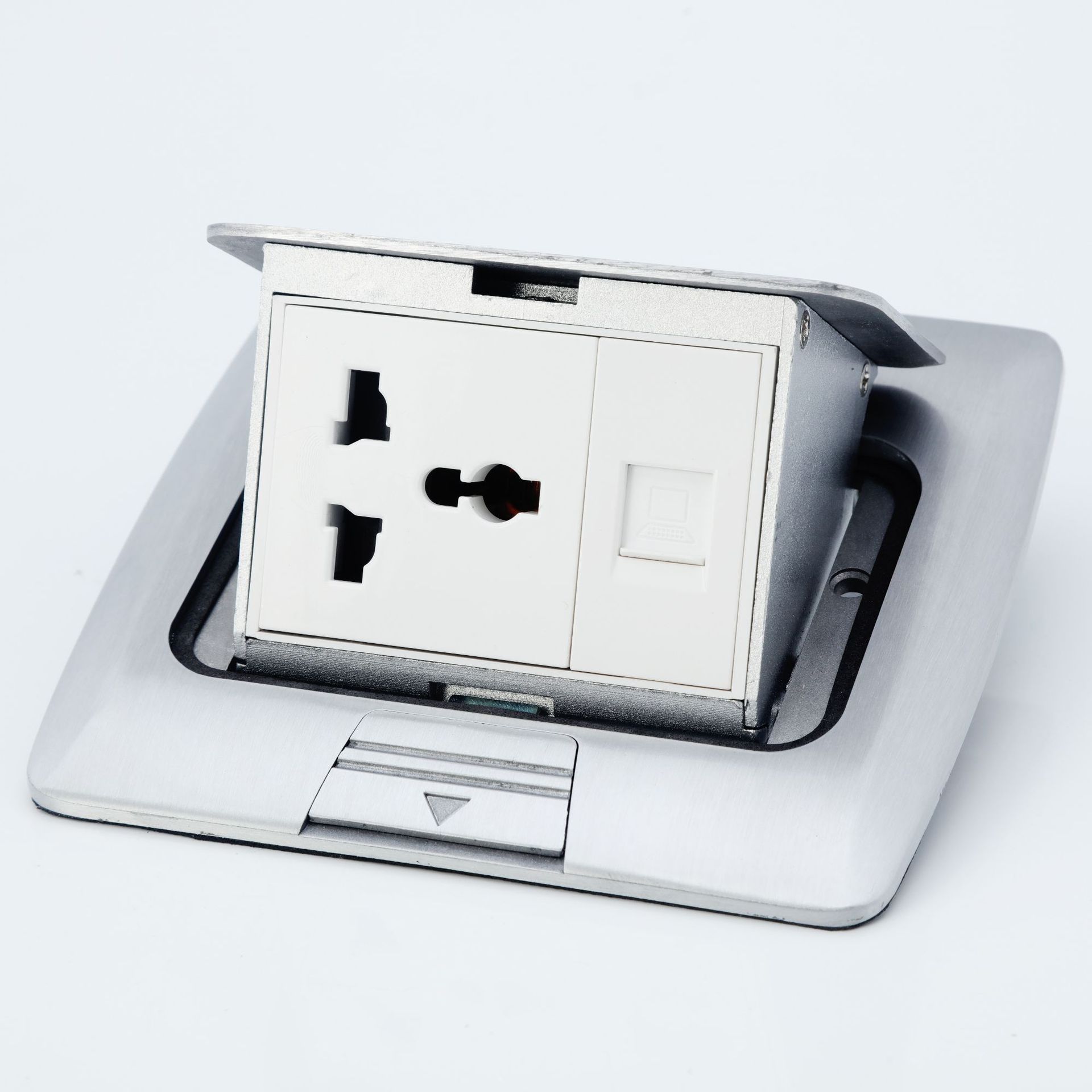 Flip-up ground socket silver hidden multi-functional floor socket EU standard EU law standard network socket