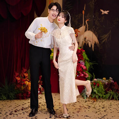 新中式敬酒服2025新款蕾丝订婚旗袍夏季新娘晨袍礼服连衣裙高级感