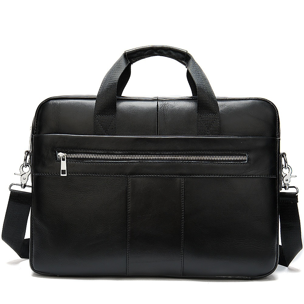 European and American Retro Business Commuter Men's Genuine Leather Laptop Bag, First-Layer Cowhide, Large Capacity, Single-Shoulder Crossbody Bag for Men