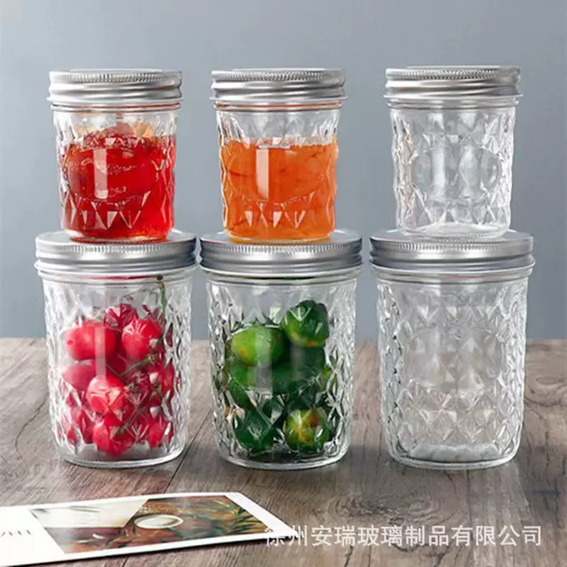 梅森可蒸煮玻璃果酱瓶燕窝罐头蜂蜜瓶密封罐隔夜燕麦沙拉杯厂跨境