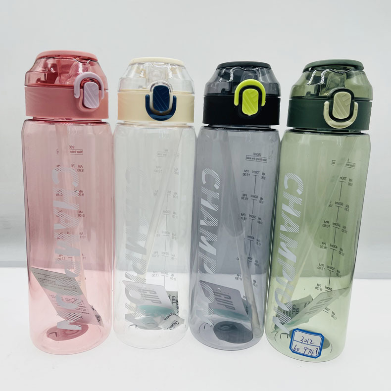 Xinbeidi taza de plástico verano adulto estudiante portátil paja 950ml con cuerda rebote cubierta deportes botella agua