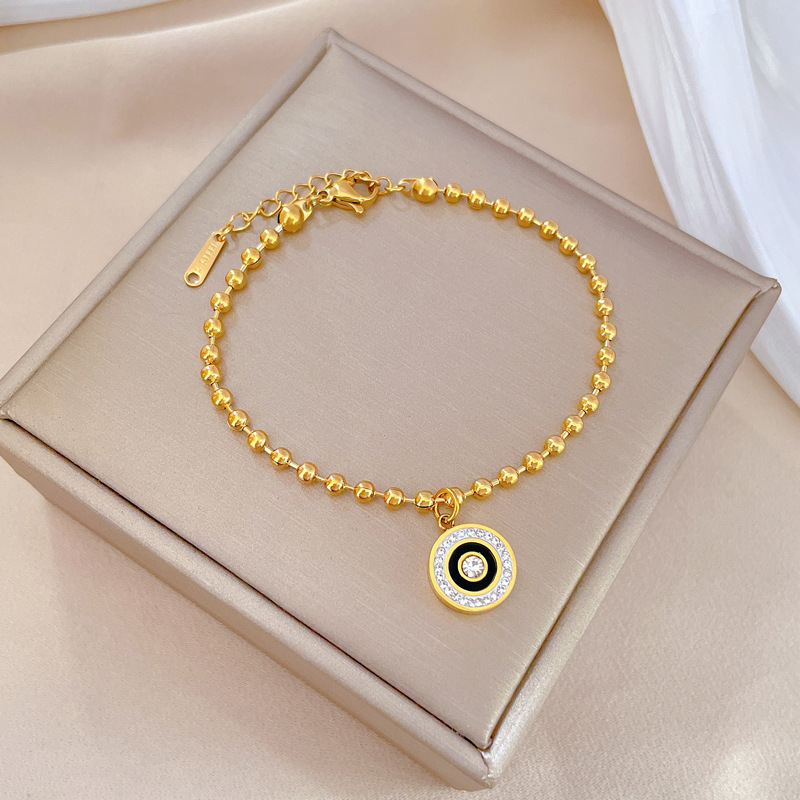 Bracciale a catena con perline in acciaio titanio anello romano donna_voghion.com