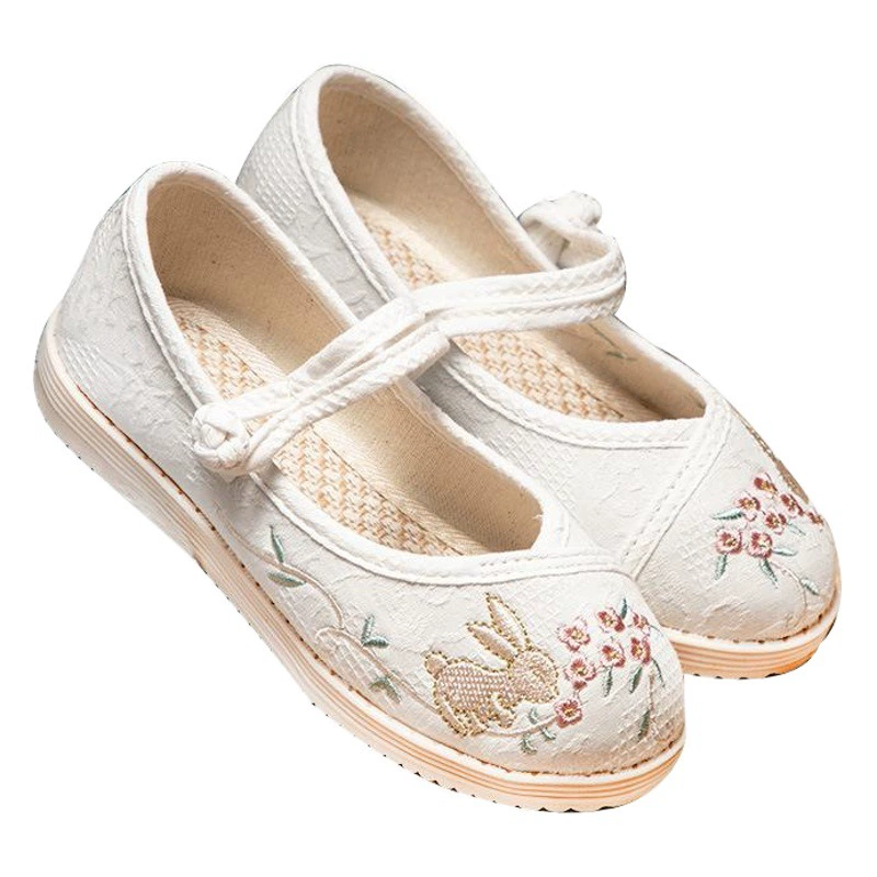 Ткань Art Class Новая обувь с вышивкой для девочек Тканевая обувь Обувь с вышивкой в стиле ретро Освежающая дышащая обувь в стиле ретро Hanfu