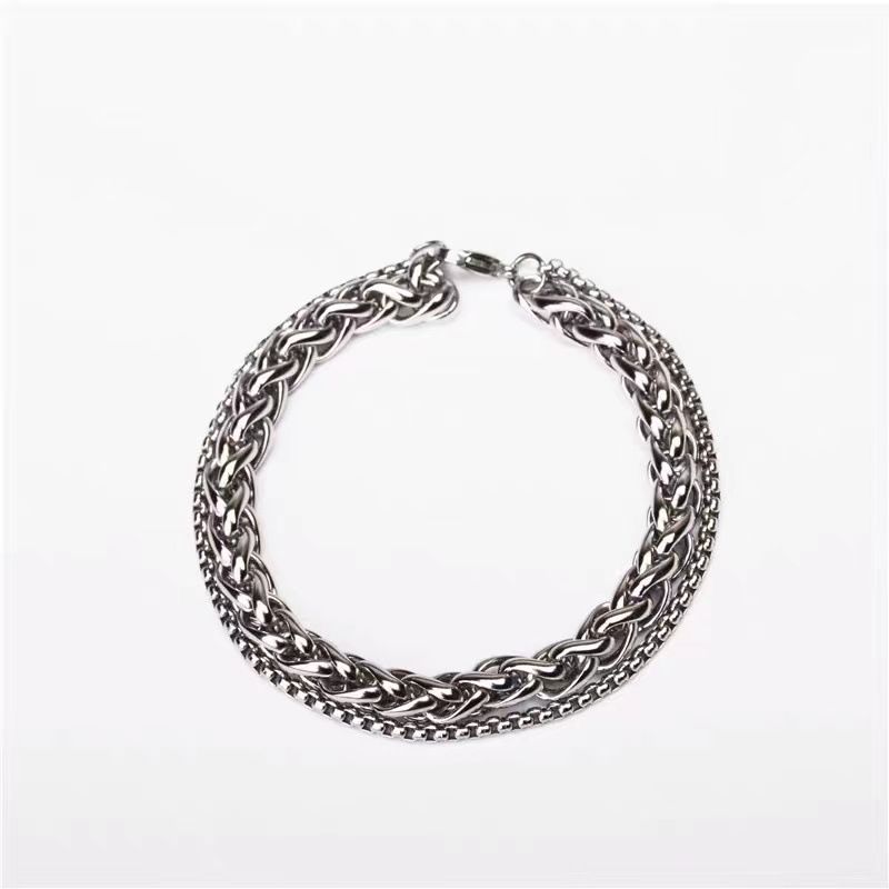 Geometric Pattern Men's Gender Hip-Hop Geometric Titanium Steel Men's Bracelets Men's Chain Bracelets