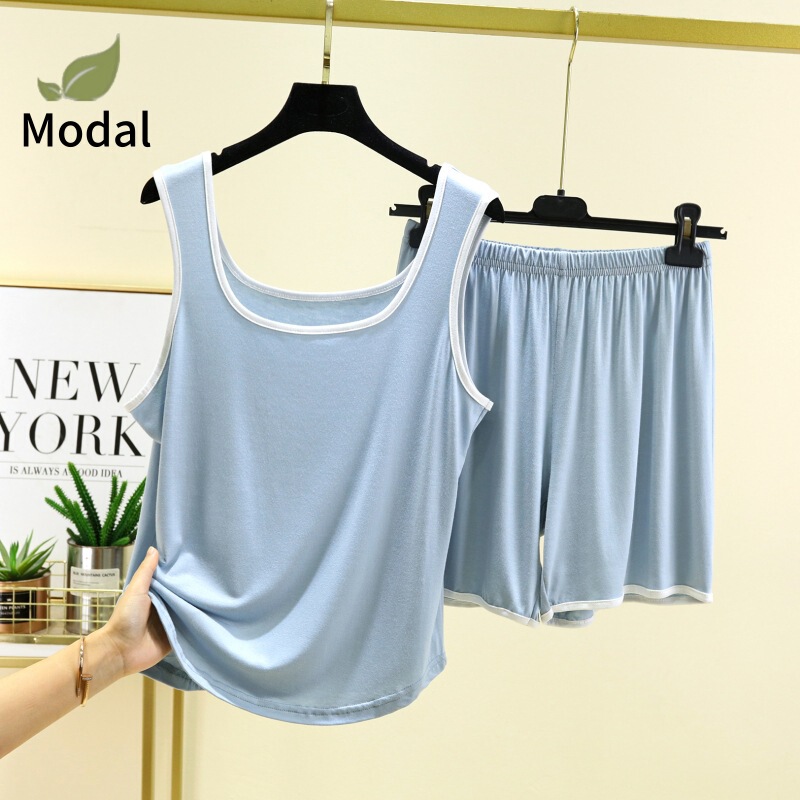 Modal Vest Shorts Home Clothes Suit Women's Summer Loose Pajamas Outwear Thin Two-Piece Set Plus Size