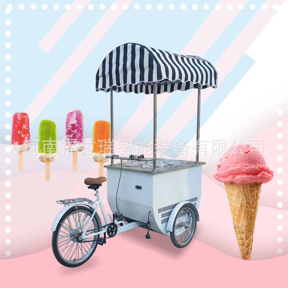 Cross-Border-25 ℃ Ice Cream Display Cabinet Air-Cooled Frost-Free Popsicle Cooler Outdoor Mobile Cart Display.