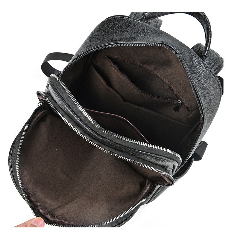Mochila negra estilo 2025, elegante bolso escolar de PU para hombres y mujeres, bolso de viaje informal multifuncional.