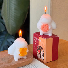 中秋节兔子香薰蜡烛伴手礼创意香氛摆件月饼造型蜡烛节日摆件香氛