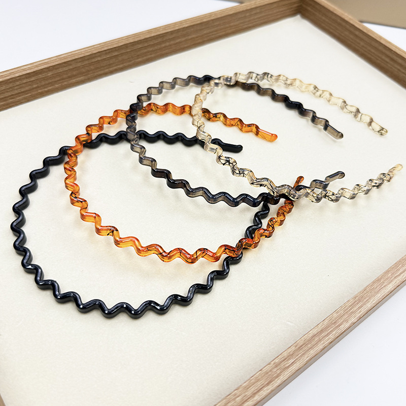 Nueva diadema ondulada texturizada simple y elegante con acabado cepillado, tacto de alta gama, para niñas, corona alta, lavado de cara,_voghion.com