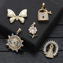 锆石不褪色土耳其恶魔之眼小雏菊爱情锁吊坠项链小众锁骨铜镀金