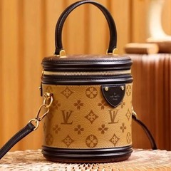 实物带标 L发财桶芯片2025新款真皮V百搭单肩包时尚斜挎手提印花