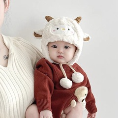 ベビー帽子秋冬かわいいベルベット帽子男女赤ちゃん保温耳保護帽子子供防風帽子が冬を厚くする