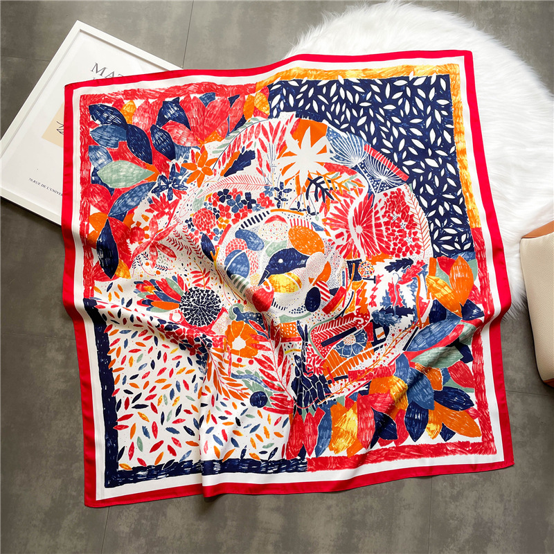New colorful large square scarf for women 2022 new scarf silk scarf travel sunscreen shawl scarf luxury temperament silk scarf