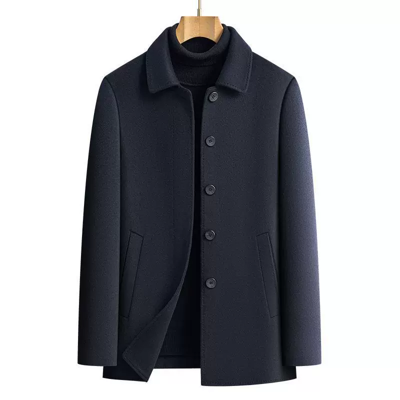 Woolen jacket for leisure, double-sided demi-season long cashmere coat, mid-length