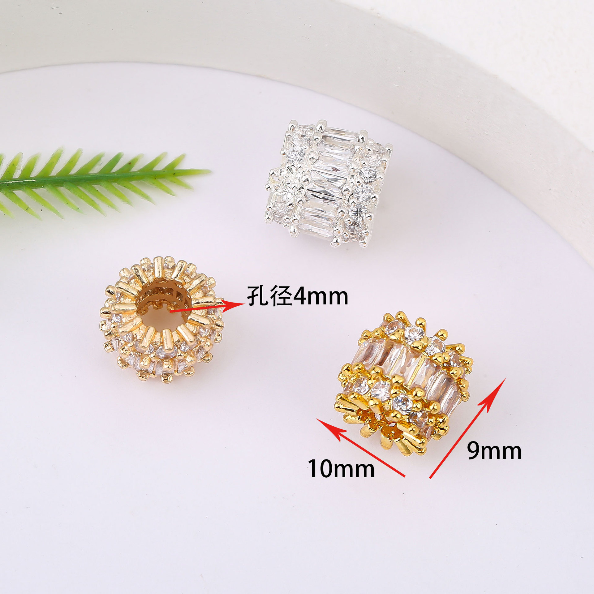 14K Gold-Filled Color-Preserving Micro-Inlaid Zircon Spacer Beads Barrel-Shaped Large Hole DIY Handmade Jewelry Accessory Materials