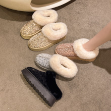 女式雪地靴冬季新款外贸大码时尚厚底亮片加厚保暖毛毛口雪地棉靴