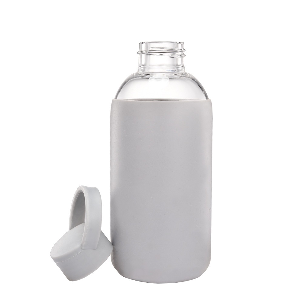 Comercio exterior exportación creativa deportiva hervidor de agua 600ml gran capacidad vidrio de silicona al aire libre vasos de agua al por mayor