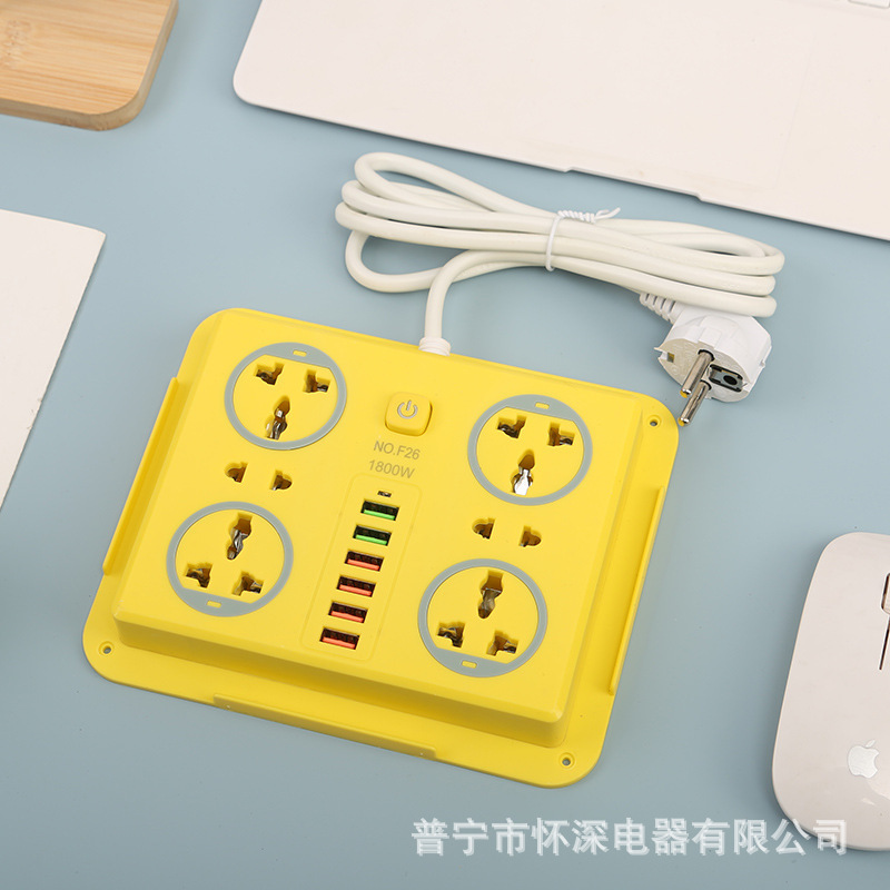 2USB+1PD灰色圈圈黄壳粉壳青绿壳多位孔手机支架伊拉克伊朗叙利亚