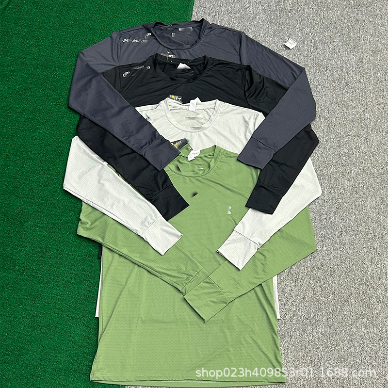 Otoño y invierno al por mayor camiseta deportiva de cuello redondo de manga larga para hombres corriendo entrenamiento de acondicionamiento físico ocio base