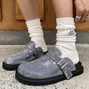 High Version BK Birkenth Shoes Thick Sole 4CM Heightened Baotou Tow Japanese Vintage Birkenth Shoes Fishing Full Bag Half Tow Men