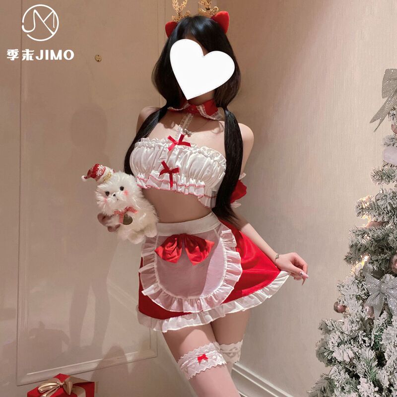 End of Season Sexy Warm Bed Christmas Maid Strapless Uniform suit Exhibit Hip Free Temptation Stimulation Christmas Gown