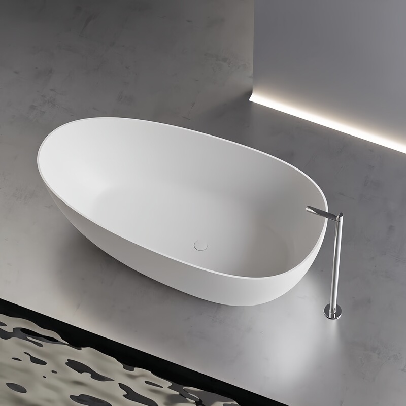 Foshan Factory Processes and Customizes Pmma Polymer Artificial Stone Freestanding Integrated Matte White and Colored Bathtubs