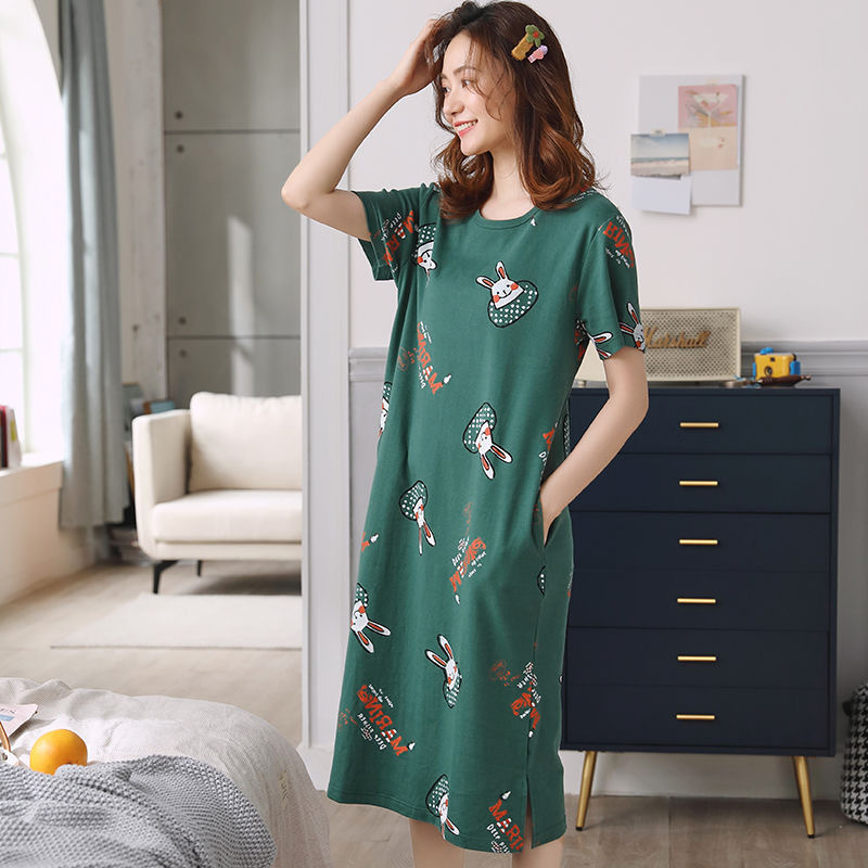 Camisón para mujer, talla grande de verano, pijamas de maternidad para primavera y otoño, nuevo estilo 2024, manga corta, fino, lindo, dibujos animados de verano.