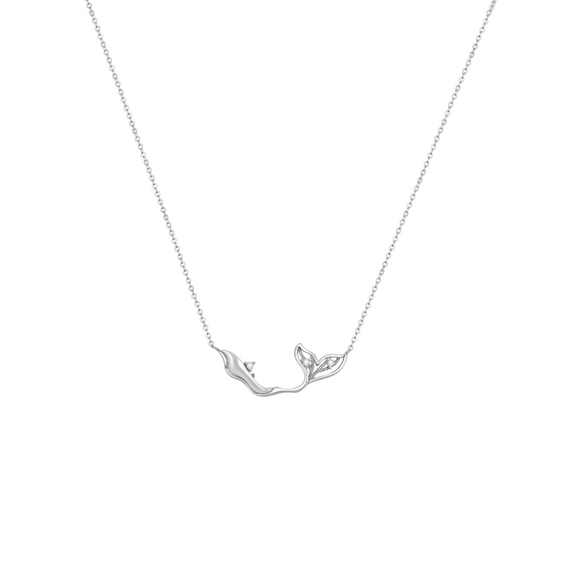S925 Sterling Silver Fish with You Necklace Creative Niche Mermaid Tail Clavicle Chain High-End Pendant Jewelry Wholesale S925 Sterling Silver Fish with You Necklace Creative Niche Mermaid Tail Clavicle Chain High-End Pendant Jewelry Wholesale