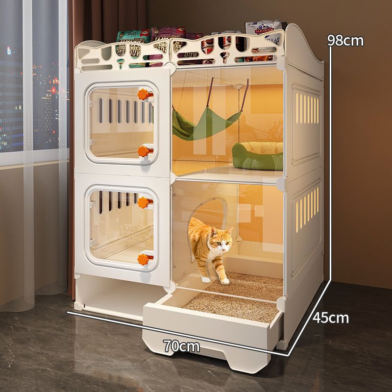 울타리가 있는 더블 레이어 70*45*98 고양이 아파트
