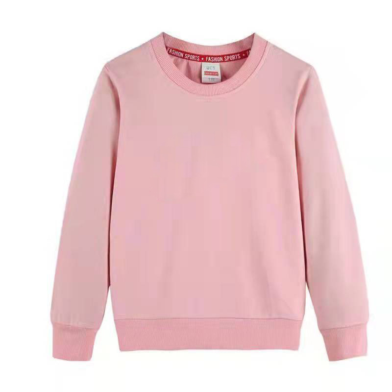 Primavera y otoño nuevo cuello redondo color sólido suéter para niños Barra de manga larga suéter con capucha ropa de clase suéter para niños