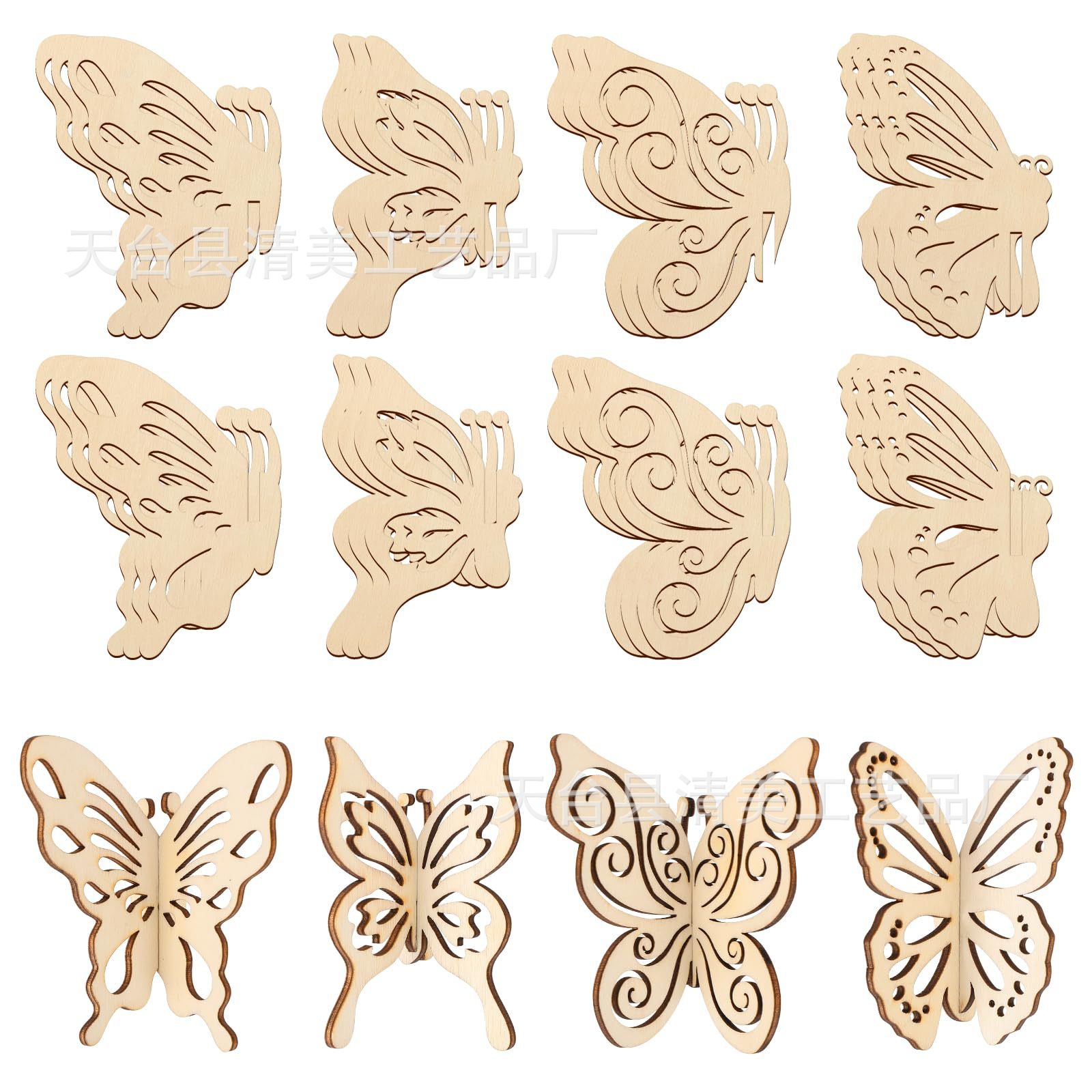Mariposa de Pascua de madera 3D, estrella de cinco puntas, huevo, adornos pintados para niños, adornos de vacaciones de primavera hechos a mano
