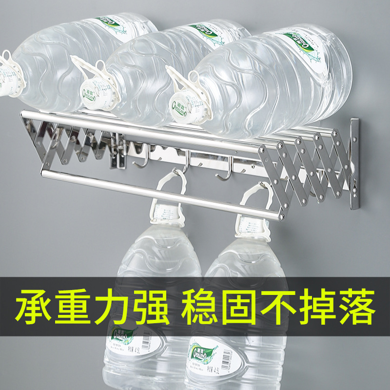 ステンレス伸縮タオル掛け浴室折り畳み可能トイレ壁掛け収納棚ベランダハンガー|undefined