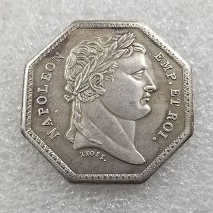 Antique French Octagon Special-Shaped Coin Medal Medal Silver-Plated Coin Dressed Silver Dollar Silver Circle