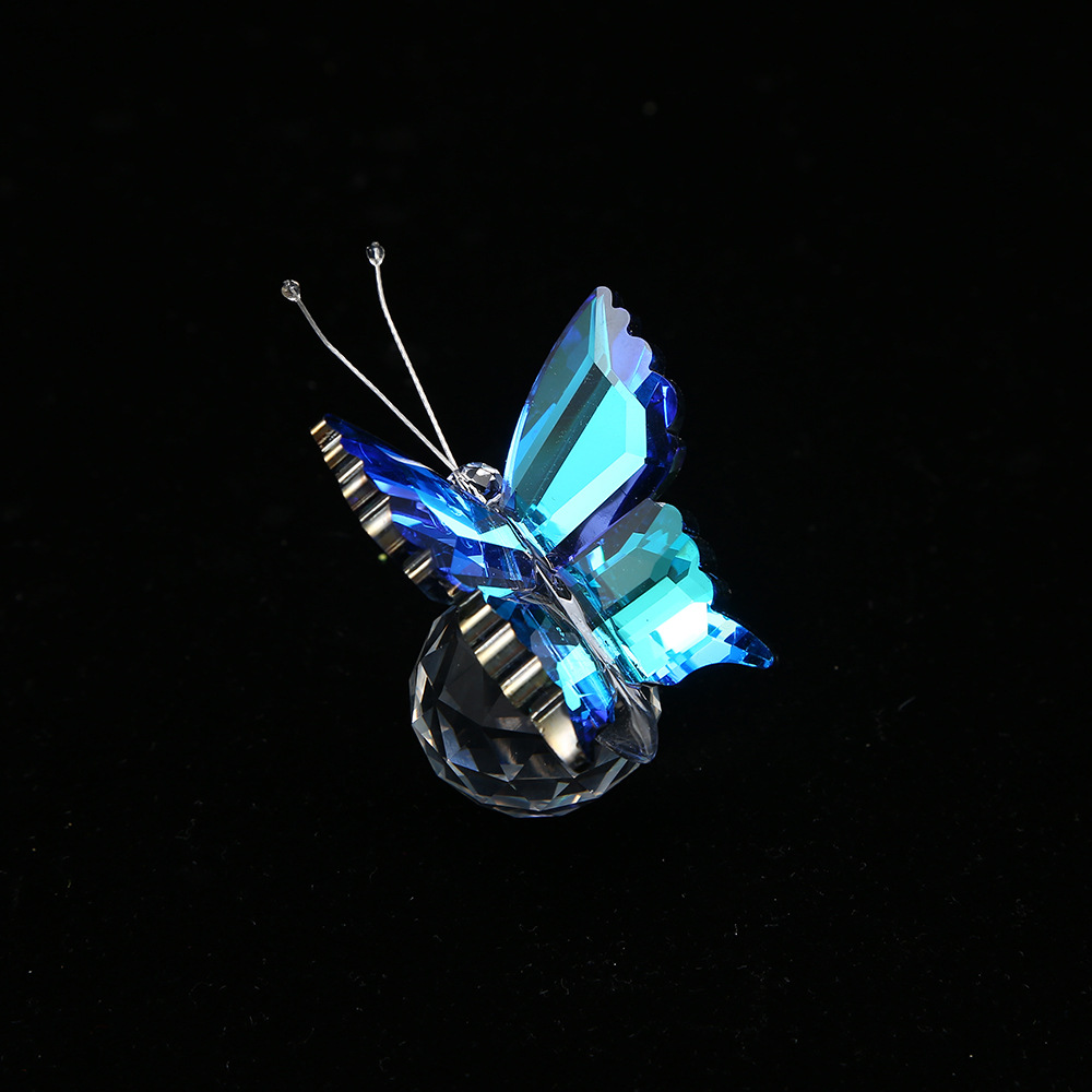 Luxury Crystal Butterfly Desktop Ornament, Iridescent Gradient Faceted Crystal Ball for Car and Home Decoration, Birthday Gift