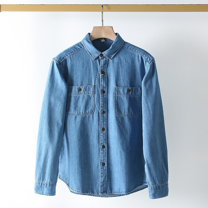 Herren Denim Mantel Locker Passend Frühling Herbst Freizeitjacke_voghion.com