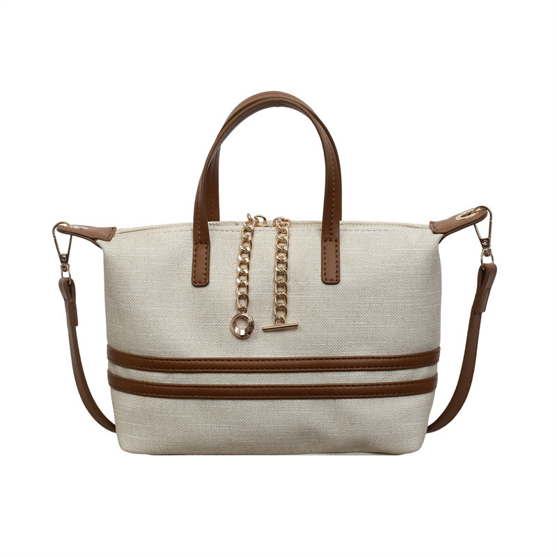 Bolsa de lona popular para mujeres coreanas nuevo estilo de viaje retro estilo exterior ocio bolso de mano diario marrón medio