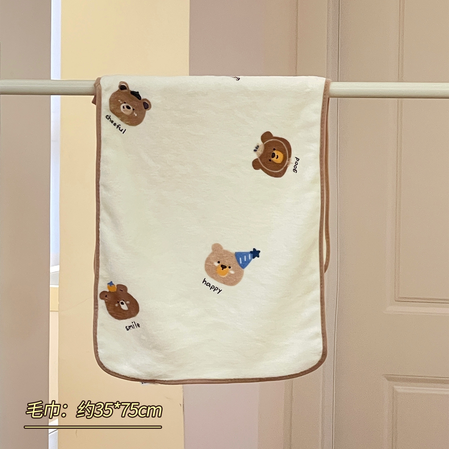 Falda de baño de lana de coral de oso lindo de dibujos animados para mujer, lavado de cara suave y absorbente, toalla facial, baño en casa, toalla de baño gruesa