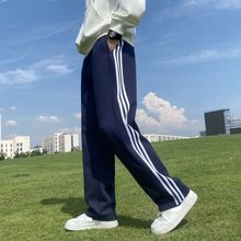 秋春夏运动裤男加绒加厚长裤学生三条杠校服裤直筒宽松休闲裤裤子