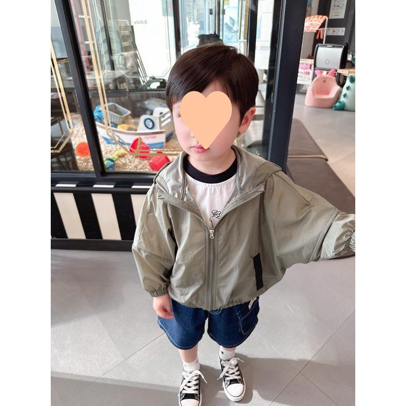 (2개) 어린이 선 스크린 의류 여름 어린이 여름 새로운 얇은 코트 통기성 자외선 방지 컬러 매칭 베이비 탑