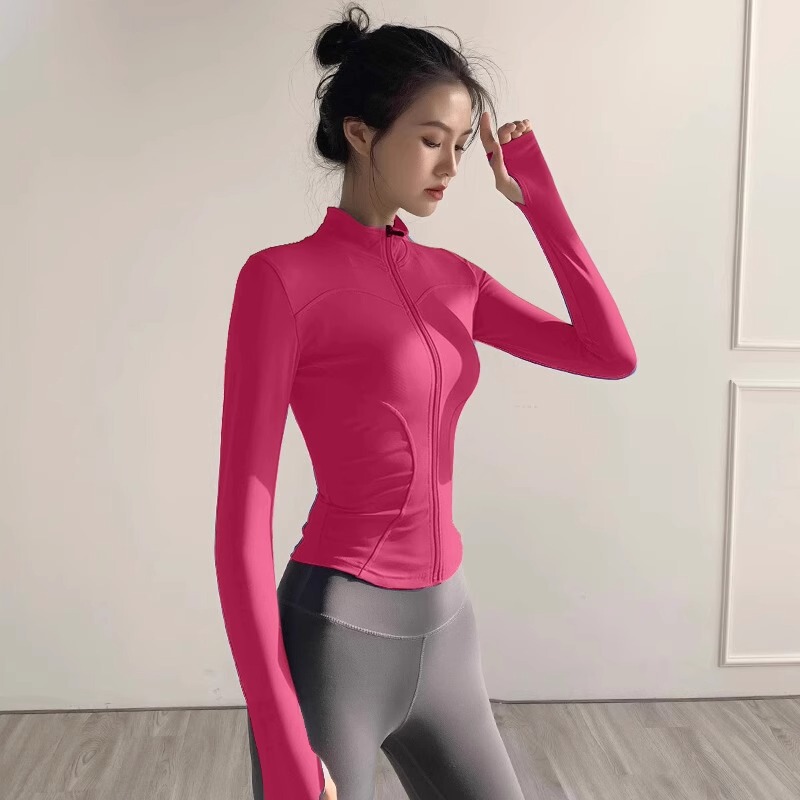 Sports Jacket for Women, Spring and Summer, Slim Fit, Zipper Yoga Wear, Long Sleeve, Outdoor Running, Fitness Top, Tight-Fitting