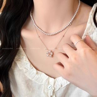 French Simple Temperament Pearl Flower Necklace Women's Light Luxury High-end Versatile Clavicle Chain 2025 New Necklace