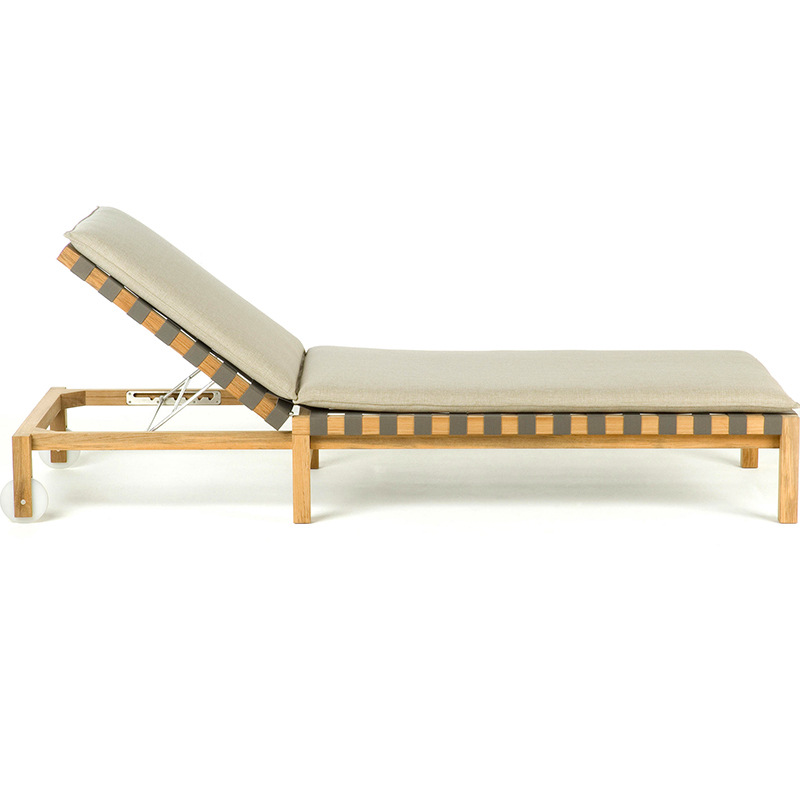 Nórdico reclinable al aire libre terraza balcón ocio plegable acostado cama Villa patio teca ratán piscina Silla de playa image 5