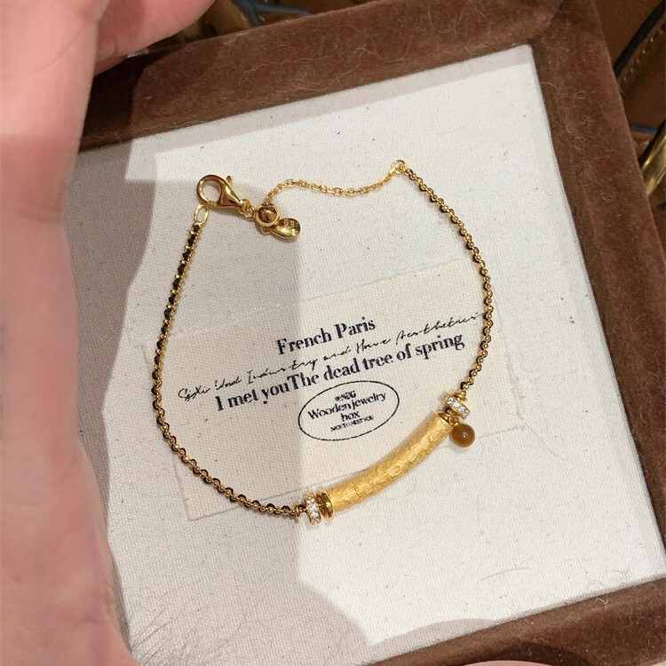 Light Luxury Chanel Style Tiger Eye Black Gold Woven Rope Bracelet Women's Distinctive All-match Necklace Unique Niche Design Bracelet