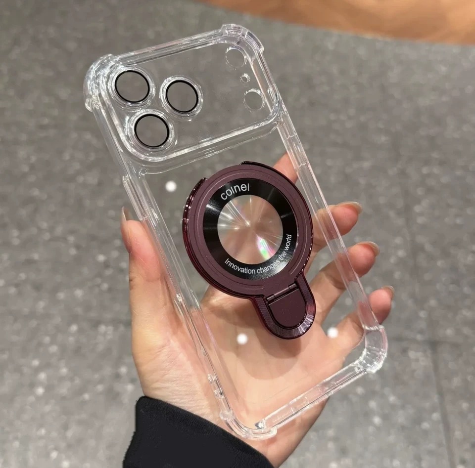 Funda Protectora Magnética con Soporte iPhone 16 / 15 Pro Max de Acrílico, A Prueba de Golpes y Anticaídas
