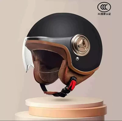 Vehicle Helmet for Men and Women, Motosiklet kaskı (dəbilqə) - 801-new-national-standard-class-a-3c-certification-matte-black-short-lenses-free-size