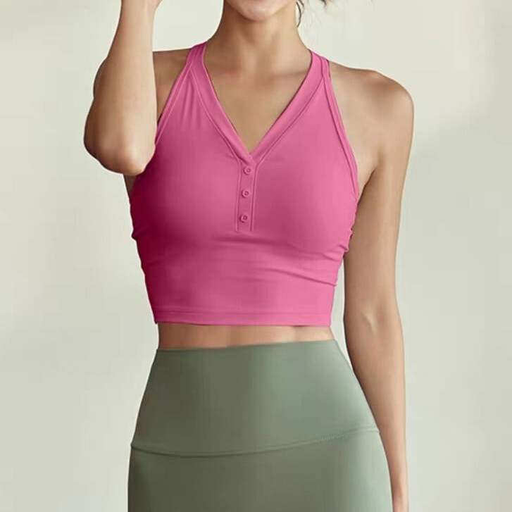 Lulu mismo desnudo con cuello en V deportes chaleco ropa interior Mujer Cruz belleza espalda sujetador fitness al aire libre correr ropa de yoga