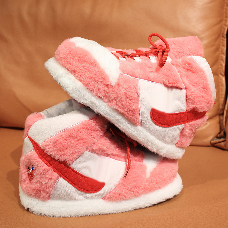 Invierno nuevas zapatillas calientes un cono grandes Zapatillas de algodón con gancho zapatos de algodón hogar artefacto suave talón engrosado zapatillas