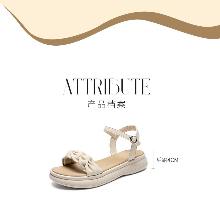 Sandal nữ đế dày quai ngang phong cách Hàn Quốc — M563 vàng nhạt chi tiết 6