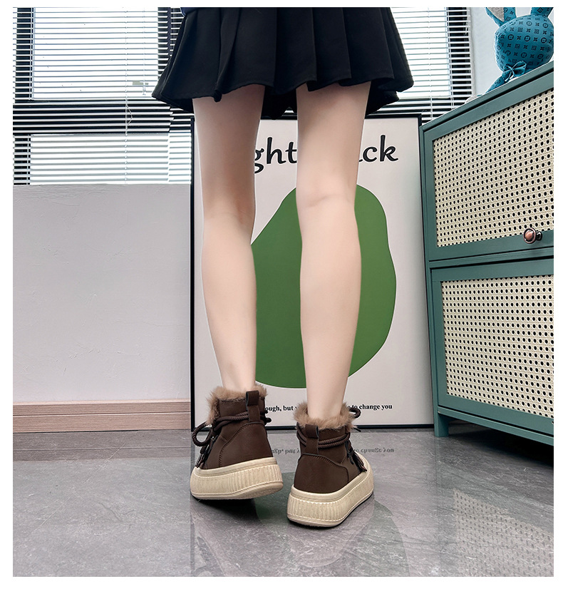 Winter Ankle Boots For Women Warm Cashmere Platform Trainers_voghion.com